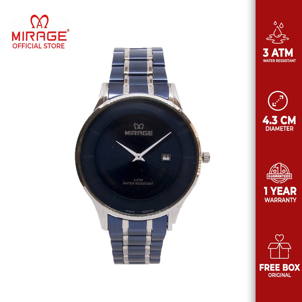 Mirage Jam Tangan Mirage Miragewatch Jam Tangan Mirage Original Pria Navy Biru TIpis 8670M Tahan Air