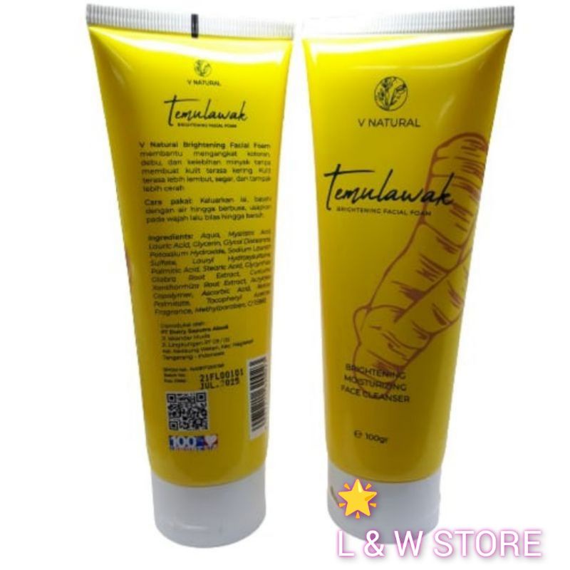 V NATURAL BRIGHTENING FACIAL FOAM TEMULAWAK/PEMBERSIH WAJAH