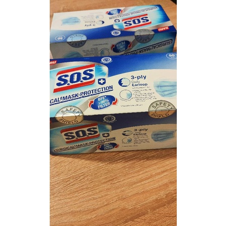 (100% ORIGINAL) Masker Medis SOS Surgical Mask 3ply EARLOOP