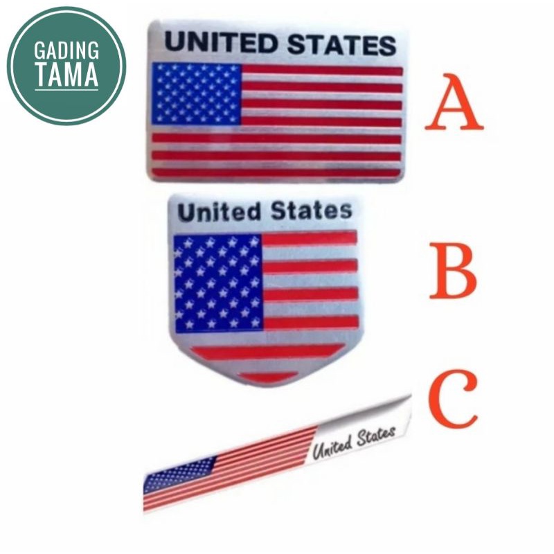 Stiker Emblem Mobil Bendera AMERIKA SERIKAT UNITED STATES Bahan Aluminium