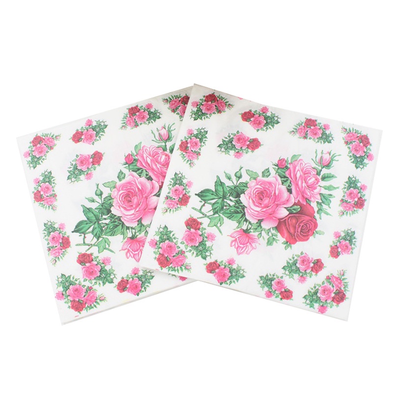 Rose Paper Napkin Event &amp; Party Tissue Printed Napkin 20pcs/pack