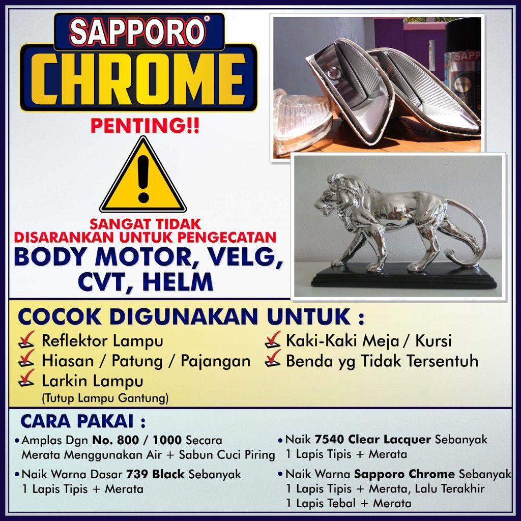 Cat Semprot Sapporo Spray Hi-Temp Silver 150ml /Pilok Knalpot Mesin /Tahan Panas - 150ml Ekonomis