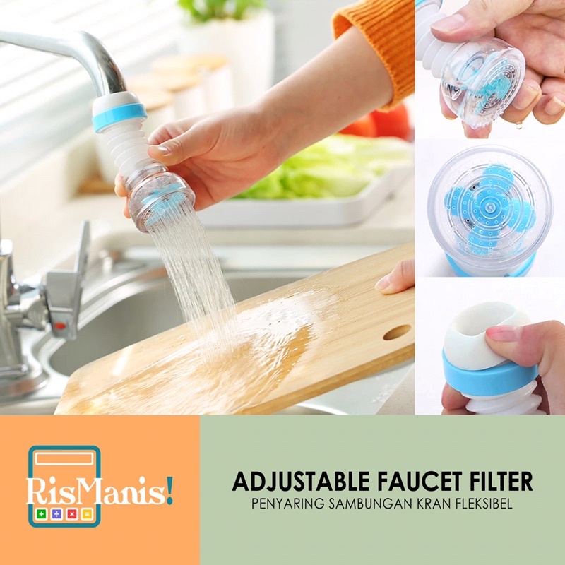 ADJUSTABLE FAUCET FILTER - Kepala Sambungan Kran Air Penyaring Keran Wastafel Cuci Piring Fleksibel