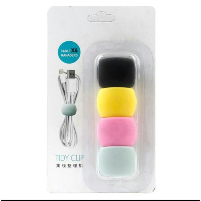 keren Tidy clip cable karet silicone kabel organizer 4pc