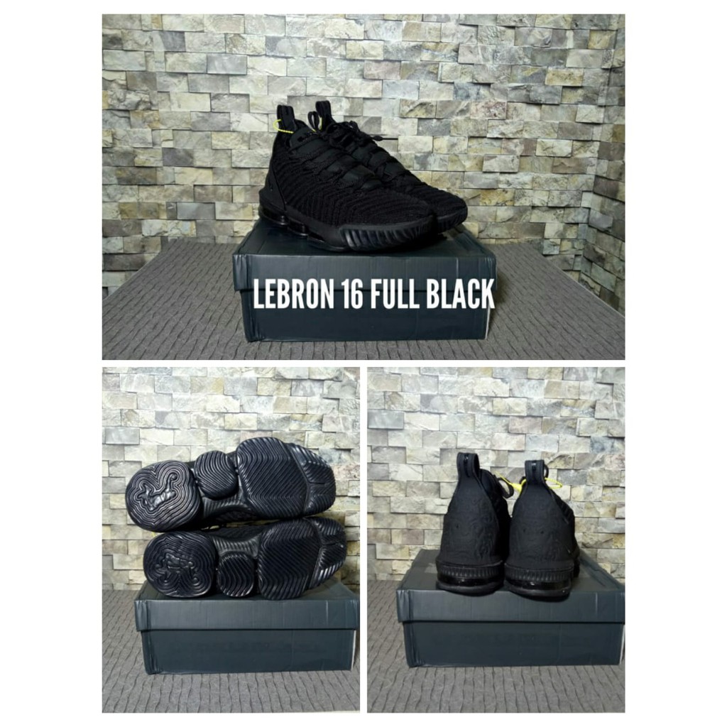 sepatu basket sekolah nike lebron 16 full black  murah