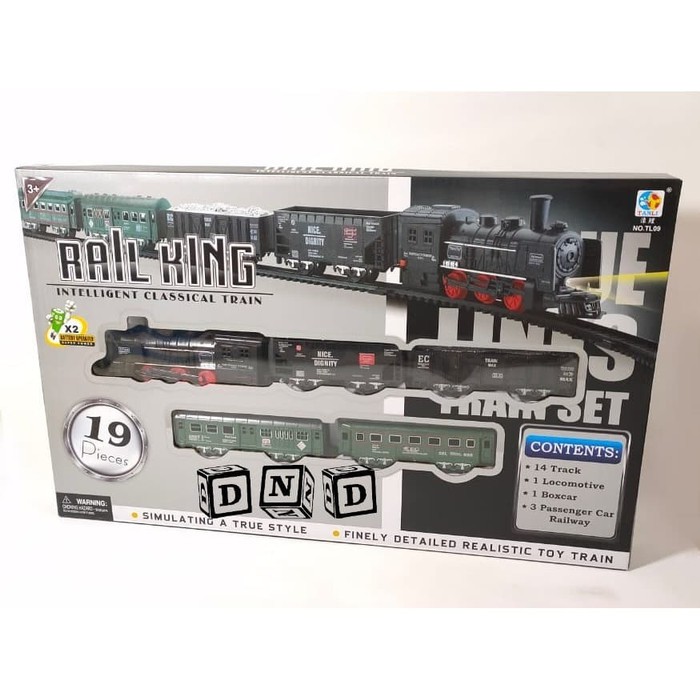 Mainan Anak Rail Intelligent Classical King Train Set Kereta TL09 19pc