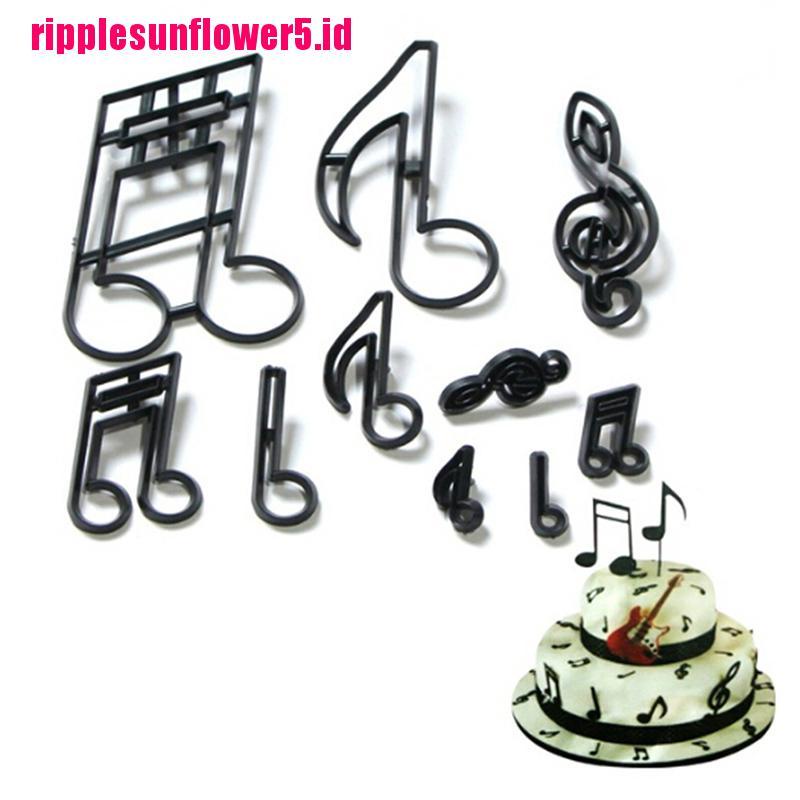 10pcs / set Cetakan Pemotong Adonan Kue Fondant Desain Not Musikal Bahan Plastik