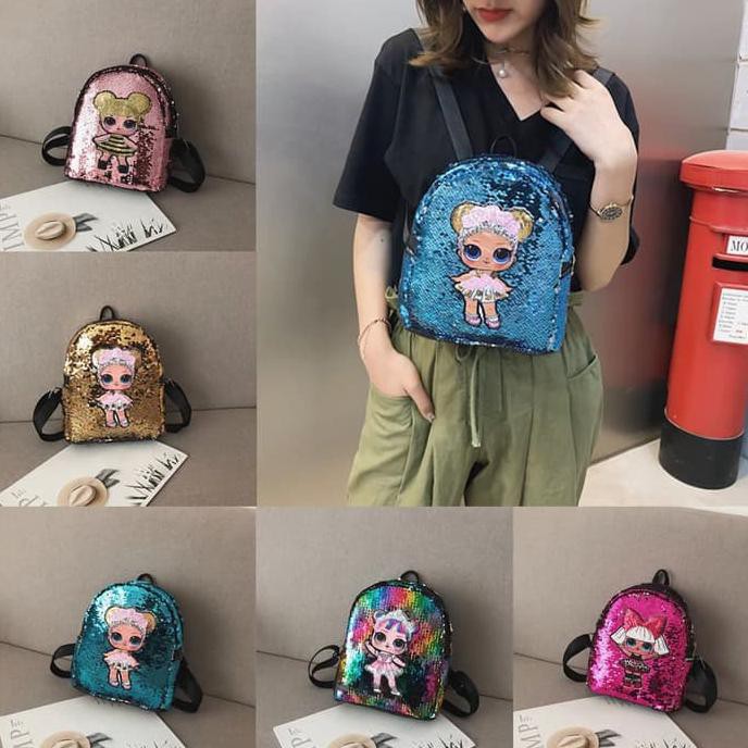 TAS LOL LED LAMPU RANSEL SEQUIN IMPORT - BACKPACK ANAK USAP LOL MANIK
