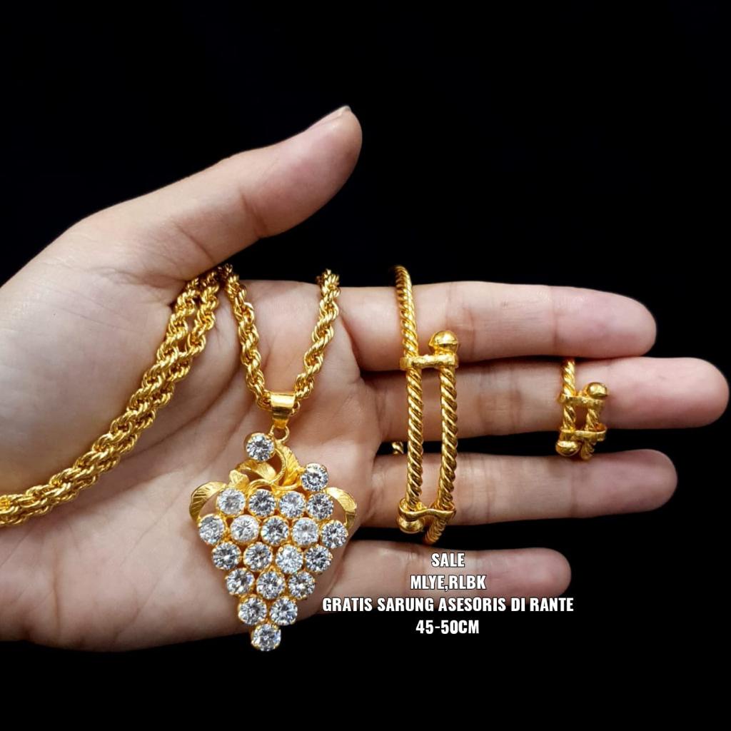 Set Perhiasan Lapis Emas 24k Wanita Replika Perhiasan Wanita Import Premium