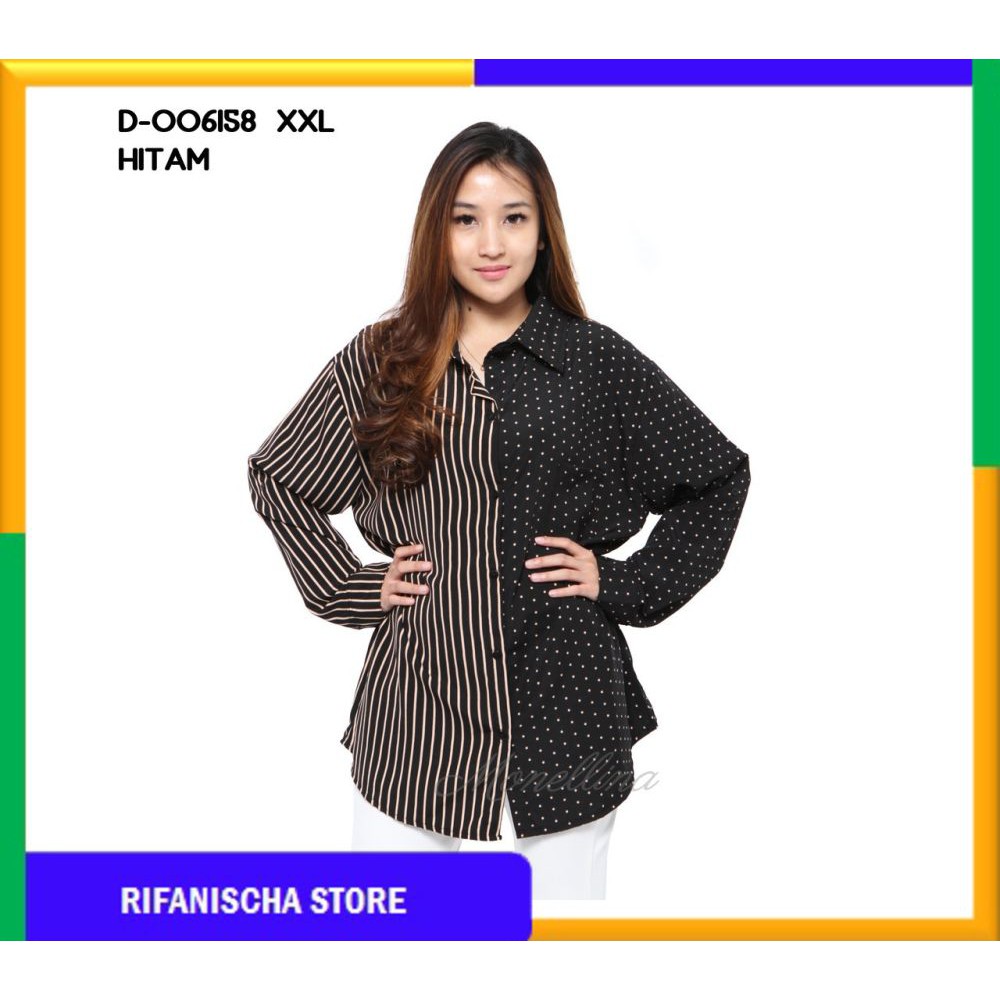 Rf 06158 Baju Kemeja Atasan XXL Jumbo Murah Wanita Kekinian (MF)