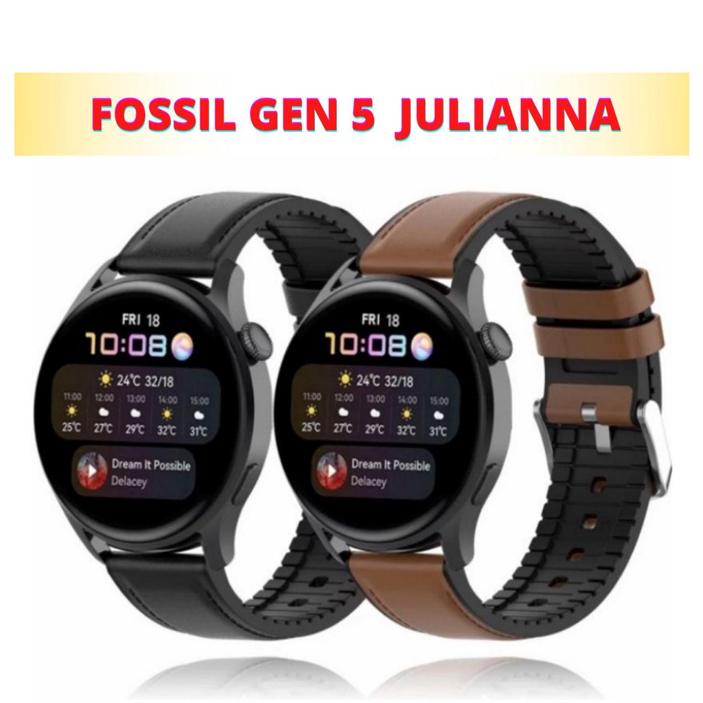 TALI JAM TANGAN STRAP FOSSIL GEN 5 CARLYLE GARRETT JULIANNA - STYLIS LEATHER RUBBER 22MM SMARTWATCH 