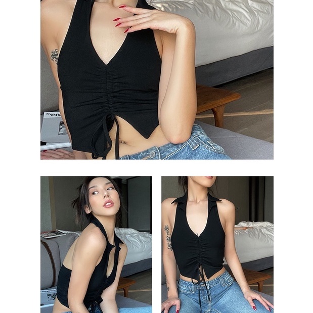 【Premium】Camis Women Halter Crop Top Atasan Wanita Tanpa Lengan 7551/2380 (S-L)