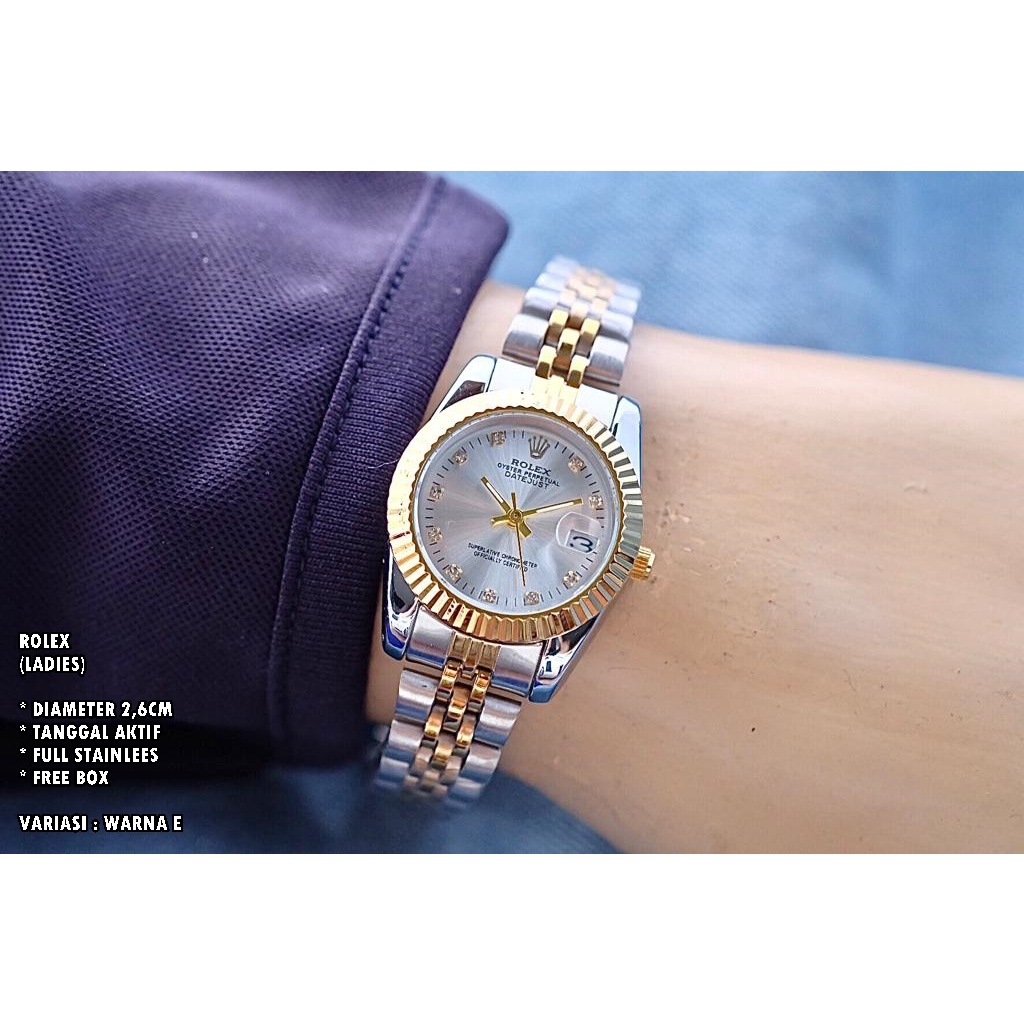 JAM TANGAN WANITA FASHION RANTAI BODY BULAT DIAMOND TANGGAL AKTIF