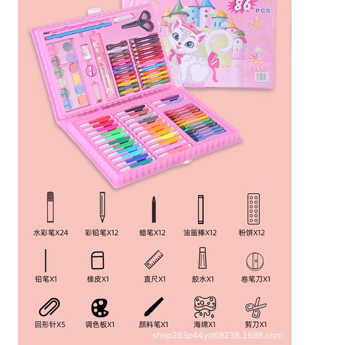 

Terbaik! Pensil Warna 86Pcs In 1 Crayon Anak Art Set Alat Lukis Menggambar Seni Kerajinan Anak ン