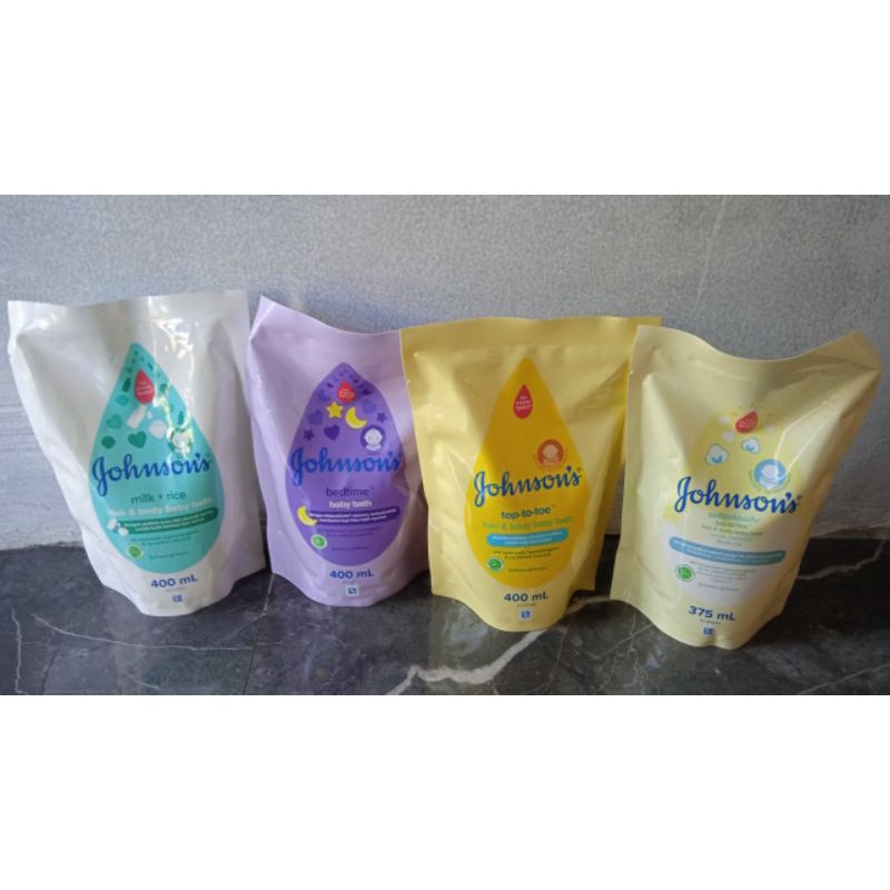 Johnson’s Baby Bath Refill 400ml (Milk &amp; Rice, Bedtime, Top To Toe Wash), cotton Touch 375ml