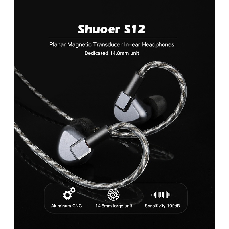 Shuoer S12 planar Headset Earphone in-ear Magnetik hifi 102dB 14.8mm Untuk Letshuoer S12 Pro