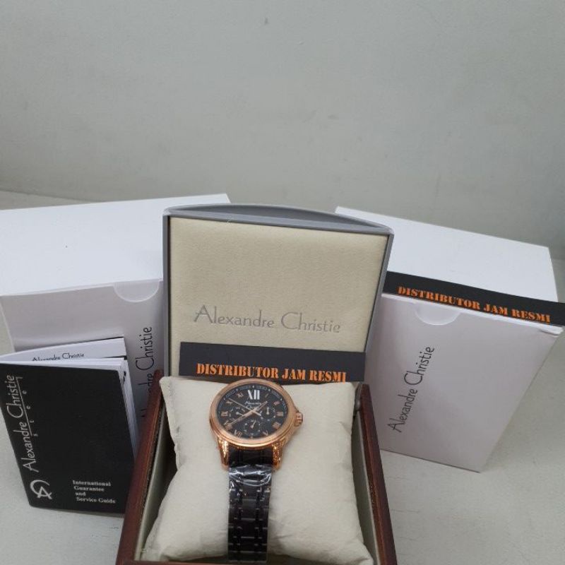 Jam Tangan Wanita Alexandre Christie AC2494BF AC 2494 BF AC2494 BF AC 2494BF Black Rose Gold