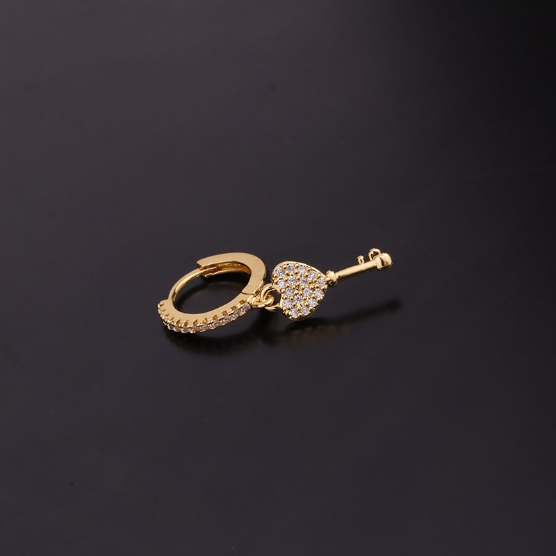 1 Pcs Individuality Creative Inlaid with Zircon Snake Keychain Shaped Design Women Gold Earring