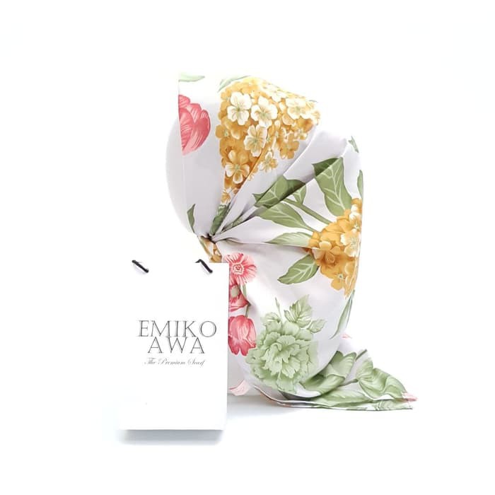 Jilbab Segiempat Motif GreyHydrengea / Emikoawa / Woolpeach / Wolfis