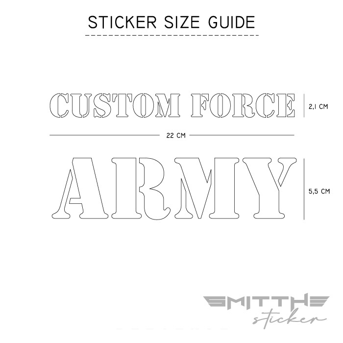 Stiker Custom Nama tipe huruf/font CF ARMY Cutting Sticker Mobil Motor Decal Waterproof bisa untuk kaca Case PC Laptop Notebook Handphone