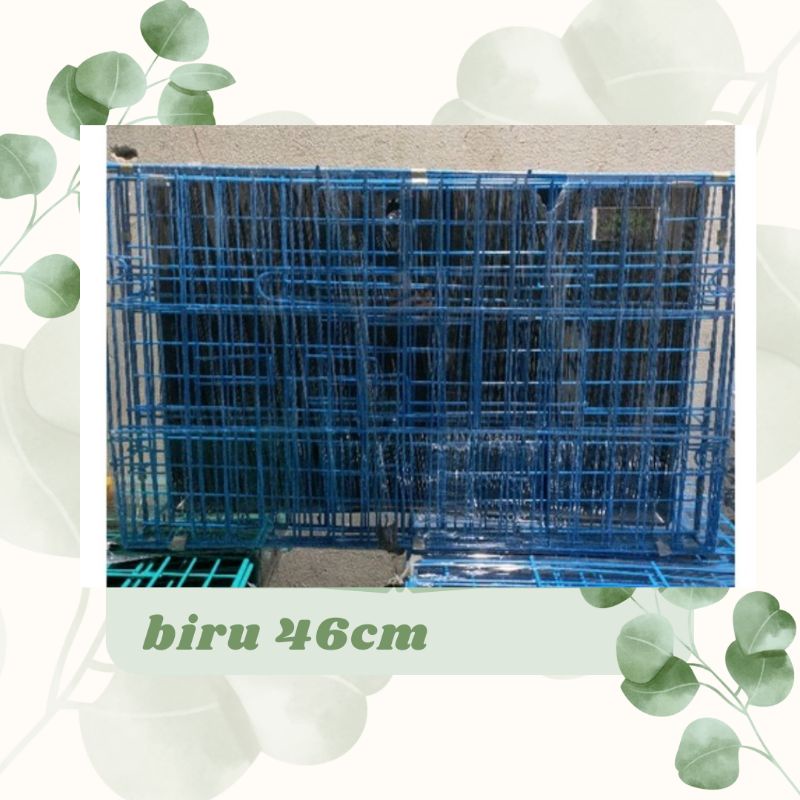 KANDANG KUCING ANJING KELINCI MUSANG BESI LIPAT TINGKAT 1 UKURAN 60X45X55 Size L-46 CM Biru