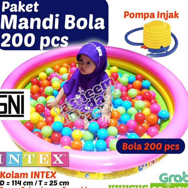 Gosend/Grab Paket Mandi Bola 200 Pcs -Kolam Renang Anak + Bola + Pompa