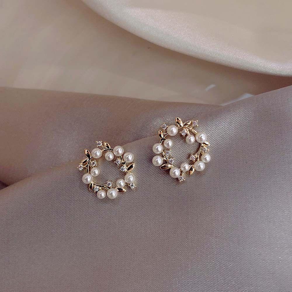 Mxbeauty Anting Tusuk Fashion Gadis Wanita Lingkaran Mutiara Korea Ear Studs