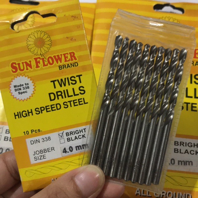 Mata Bor Besi SUN FLOWER 4mm - Hss Twist Drill Bit 4mm Bunga (1 pcs)