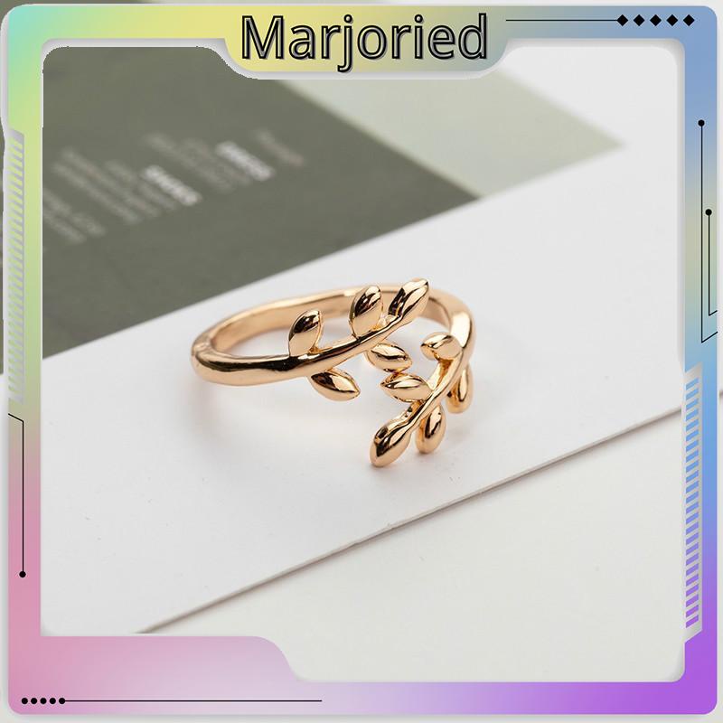 Cincin Charms Olive Tree Branch Leaves Open Ring Wedding Rings Adjustable Jewelry-MJD