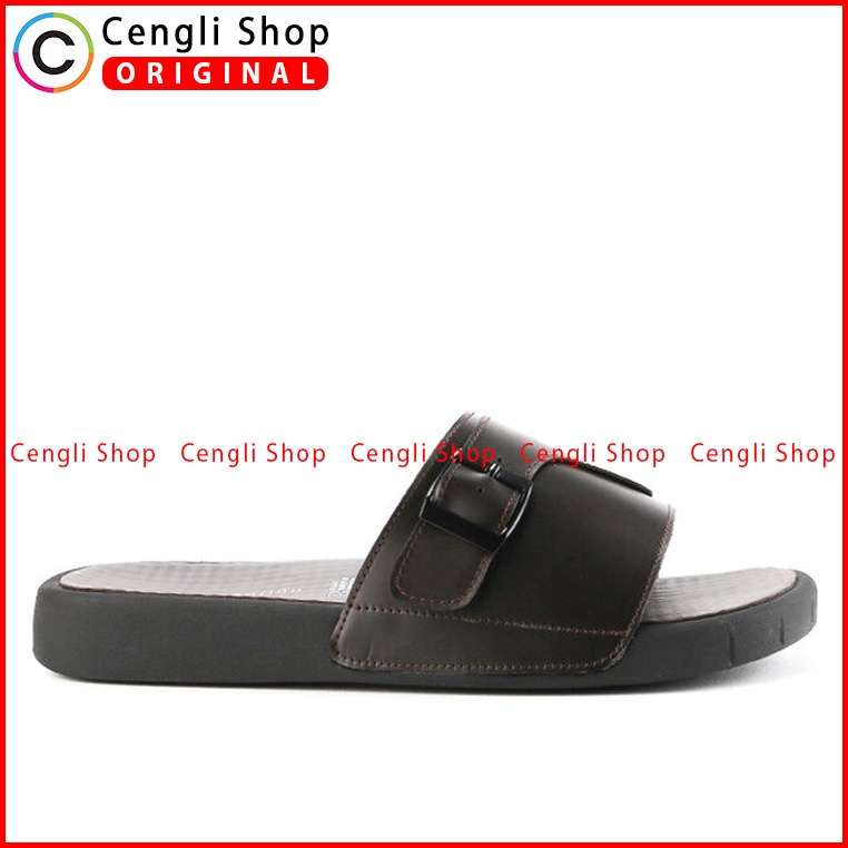 SANDAL SLIDE KULIT ANDRE VALENTINO PRIA ORIGINAL CASUAL COKLAT AVM24