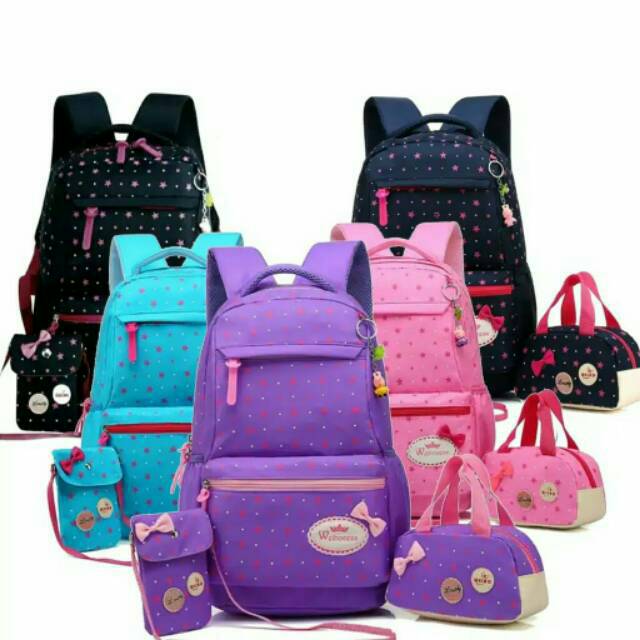 Ransel set(best seller)tas motif kids wanita anak remaja