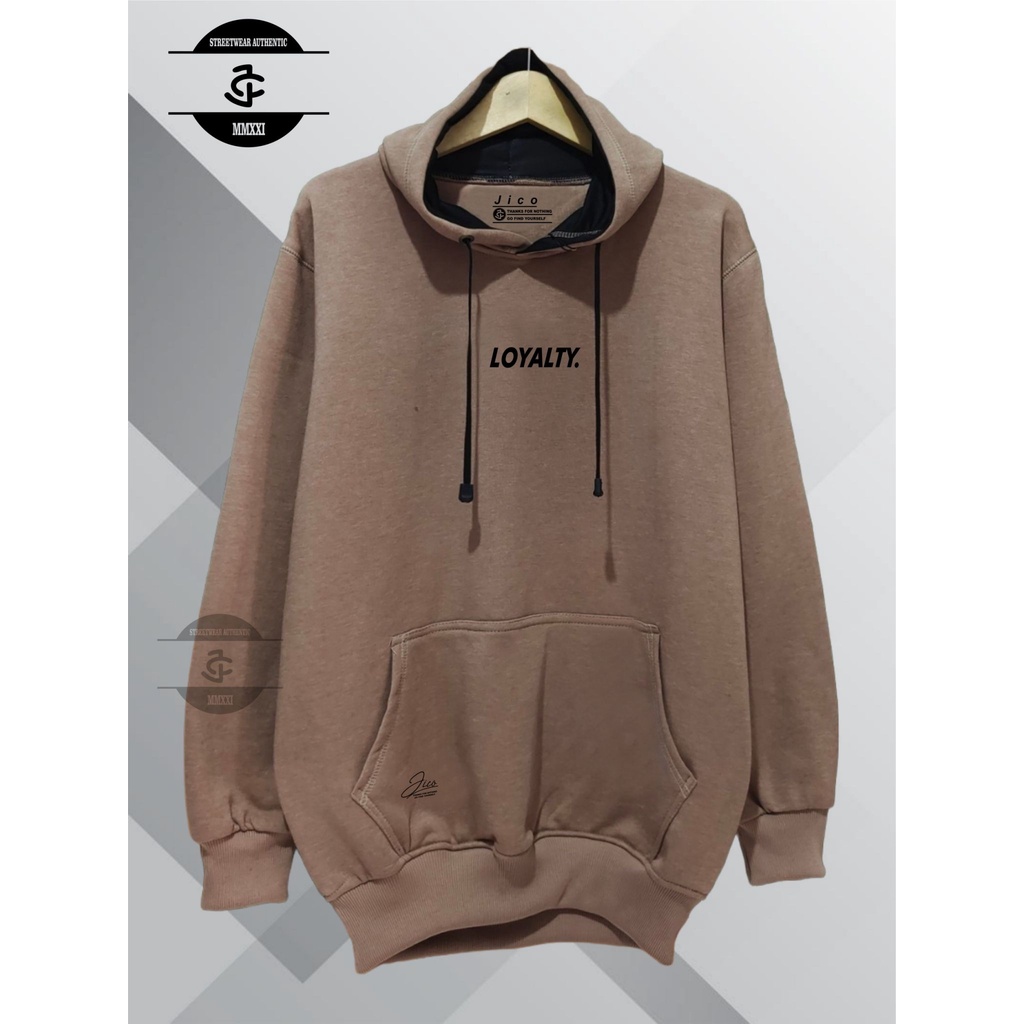 Hoodie Sweater Pria Wanita Oversize Warna Cokelat Muda List Loyalty Kota Bandung Terlaris