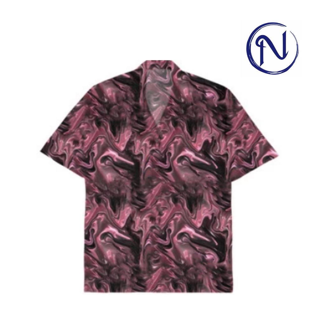 Navaloka Kemeja Hawai Fullprint BlackPink abstrak