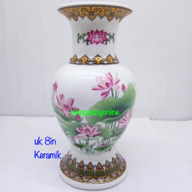 Vas Bunga Teratai Uk 8in Putih