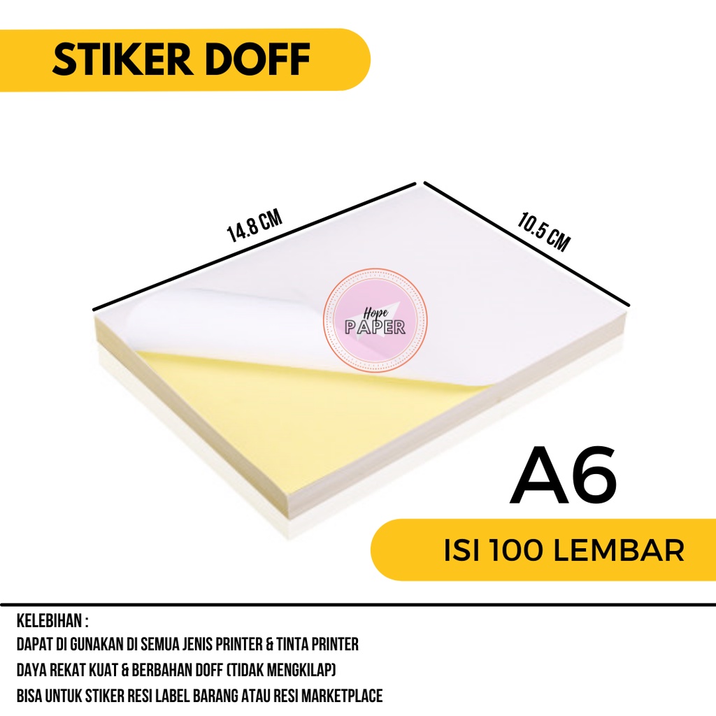 Stiker A6 HVS 100 lembar / Sticker A6 HVS / Stiker A6 / Sticker A6
