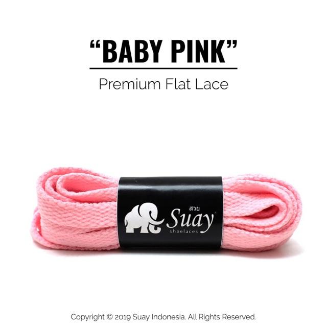 TALI SEPATU Sneaker Warna Warni Gepeng (FLAT) Panjang 115cm Suay Premium Shoelace SURABAYA-Baby Pink