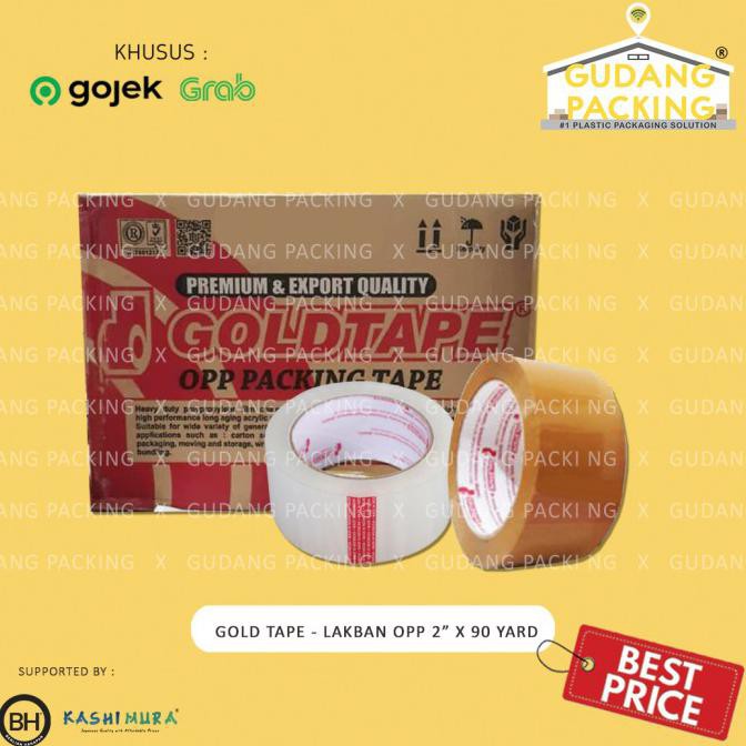 

(Gosend/Grab) Goldtape - Lakban 2 Inch / 48Mm X 90Y Bening / Coklat - Dus - 90Y, Bening Leovivi96Out