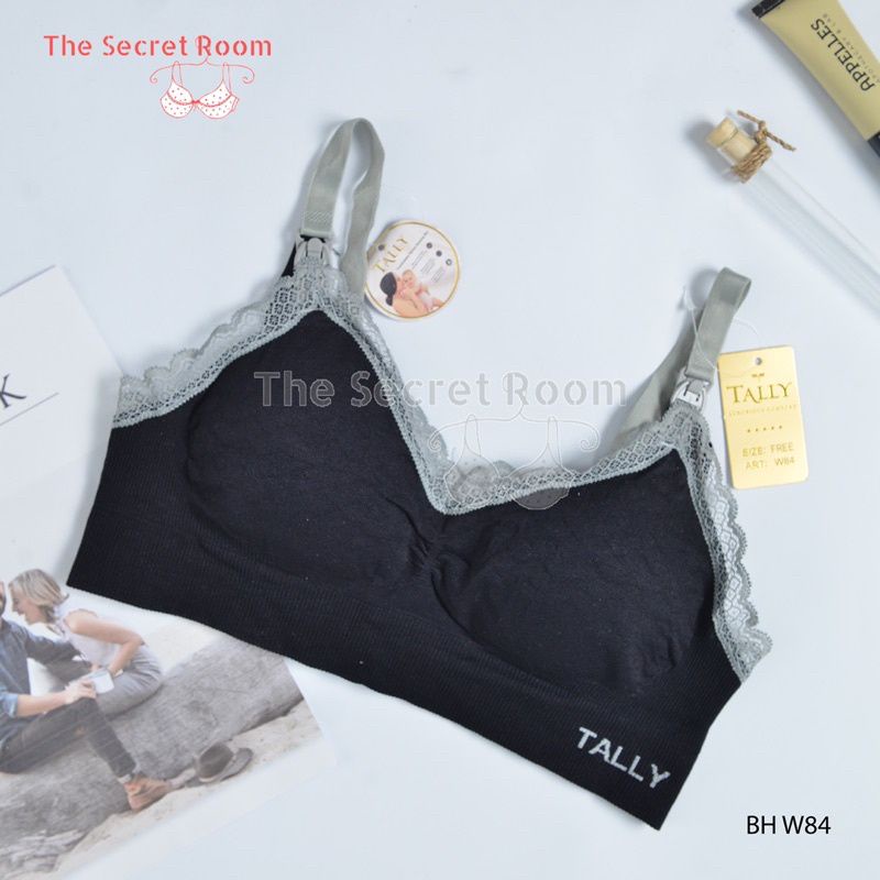 TALLY BRA BH MENYUSUI W84 I FREE SIZE I ADA BUSA I TANPA KAWAT I BAHAN RAJUT HALUS-HITAM