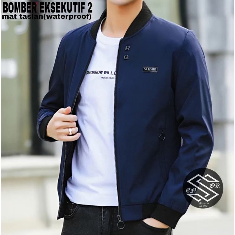 jaket bomber pria eksekutiv terbaru / bomber pria polos two sensor premium