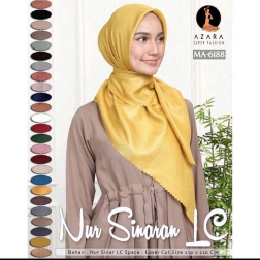 SEGIEMPAT NURSINAR LUXE / BELLA SINAR ORIGINAL AZARA LASERCUT LC TERMURAH WATERPROOF HIJAB GLOWING