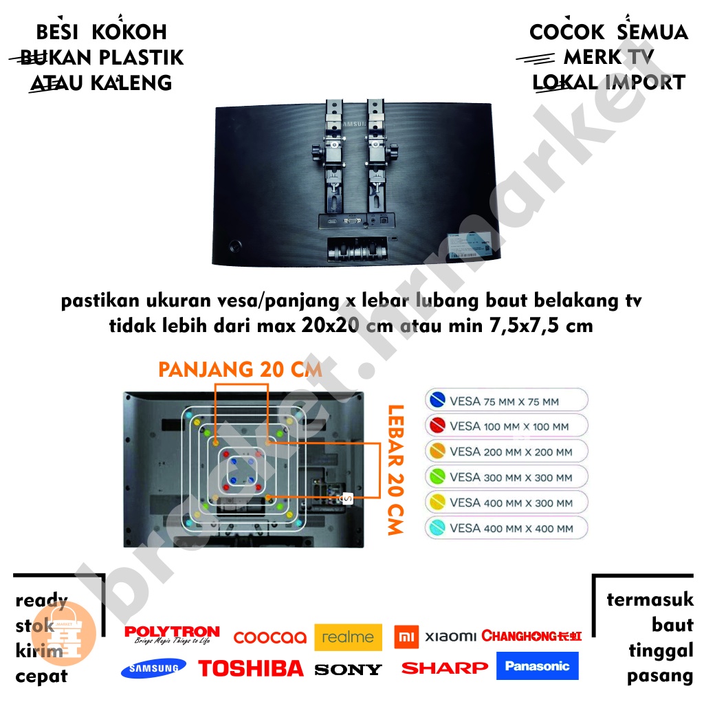 Bracket TV LED LCD 32 40 43 24 21 29 17 14 Inch Dijamin Cocok 14 - 43 In 2 Arah Universal Breket TV Briket TV Braket TV Bracket TV Gantungan TV Tembok Tempelan TV Dinding HR1 Fasa