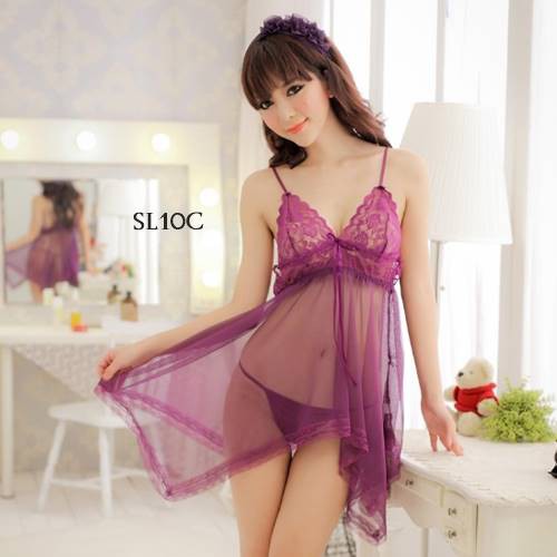 [PRIVASI AMAN] BAJU TIDUR SEXY LINGERIE SEKSI NIGHTGOWN LACE UNGU JUMBO XXL SL10C