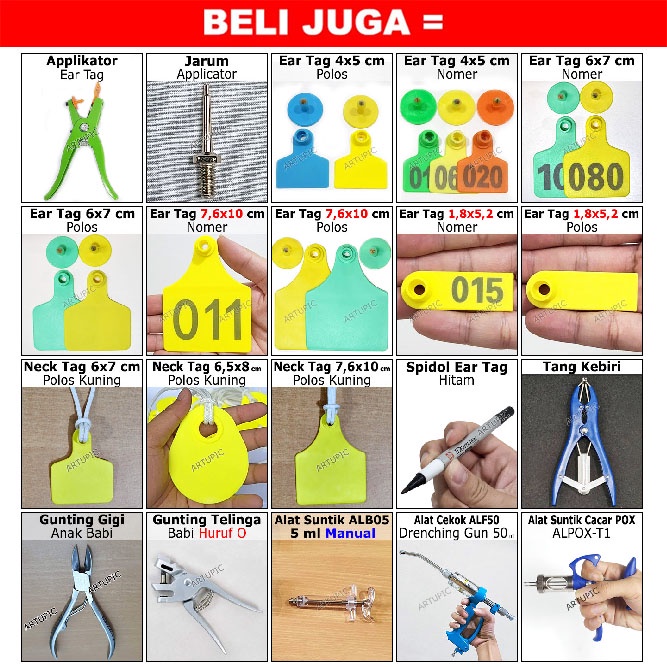 NECK TAG 6x7 cm POLOS ECERAN TALI KUR Kalung Hewan Ternak Sapi Kambing Domba dan Tali Kur 1 Meter