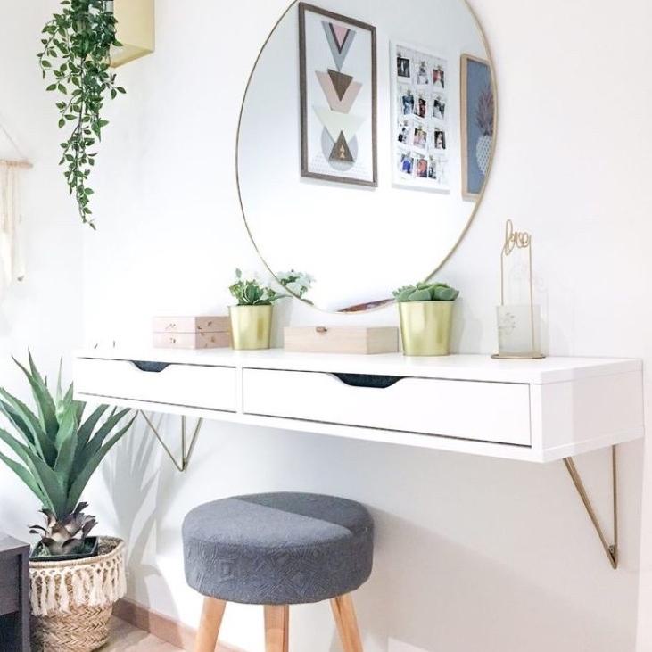 Fast Respon Meja Rias Gantung Dinding Minimallis uk 80x30x11 cm | Rak Dinding Double Pintu |  Meja Vanity
