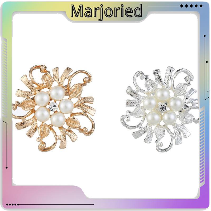 Pakaian All-Match High-end Pearl Fashion Floral Alloy Bros Kepingan Salju Berlapis Perak-MJD