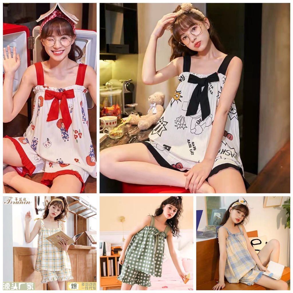 Setelan baju tidur Import wanita seksi gaya fashion Korea