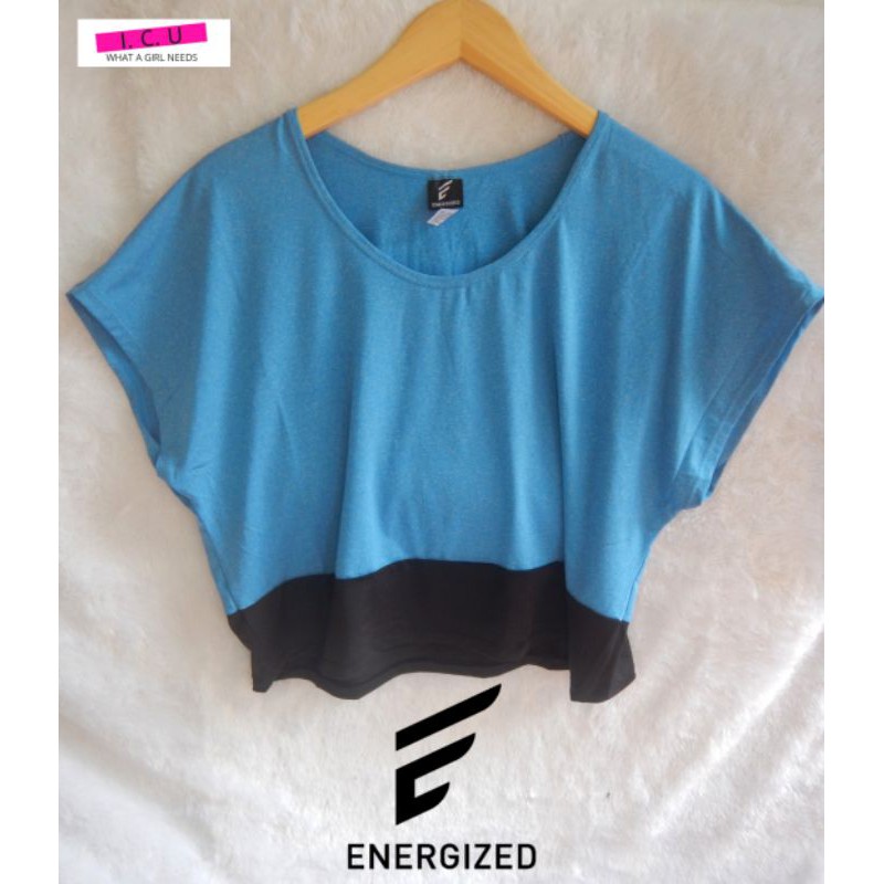 DOUBLE TEE SHORT TOP ENERGIZED 801-000043 Turquoise Size M ( Lingkar Dada 80-88cm )