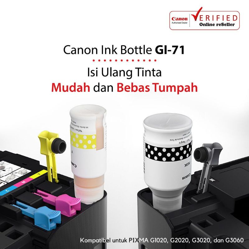 Printer Canon G3060 PIXMA G-3060 Print Scan Copy WiFi - TINTA ORIGINAL 100% GARANSI RESMI G 3060 GI-71 / BH70 / CH70 / MC-G02  - Ink Tank Infus