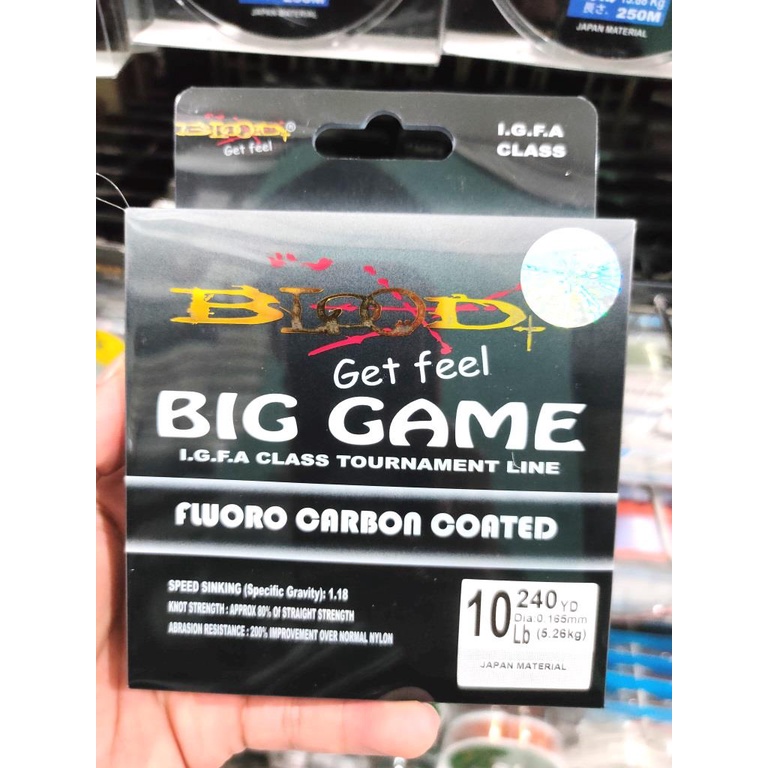 Senar Pancing Blood Big Game FluoroCarbon Kuat Bagus Tahan Kriting