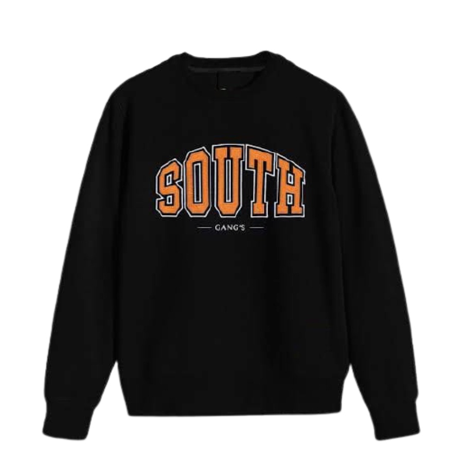 sweater crewneck hitam motip south pria dan wanita